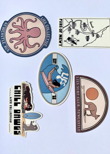Lies Sticker Pack 2.0, assorted die-cut stickers with octopus, face, and abstract designs